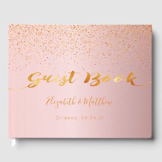 Dusty Rose gold Konfetti Hochzeit Gästebuch (Vorderseite)
