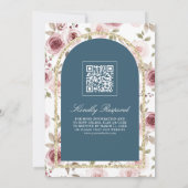 Dusty Rose Gold Lace QR Code Blue Muslim Wedding Einladung (Rückseite)
