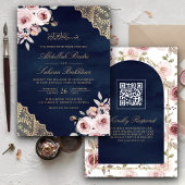 Dusty Rose Gold Lace QR Code Marine muslimische Ho Einladung