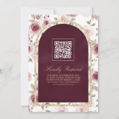 Dusty Rose Gold Lace QR Code Plum Muslim Wedding Einladung (Rückseite)