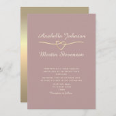Dusty Rose Gold Minimalistisch Wedding Einladung (Vorne/Hinten)