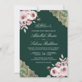 Dusty Rose Gold QR Code Emerald Muslim Wedding Einladung (Vorderseite)