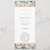 Dusty Rose Gold Sage Green Simple Wedding Programm (Vorderseite)