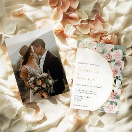 Dusty Rose Gold Sage Green Vintag Foto Hochzeit Einladung