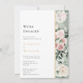 Dusty Rose Gold Sage Green Vintag Verlobt Einladung (Vorderseite)