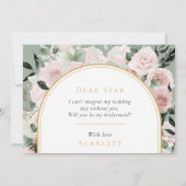 Dusty Rose Gold Sage Wedding Bridesmaid Vorschlag Einladung (Rückseite)
