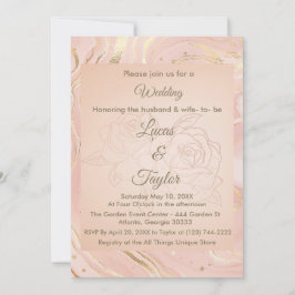 Dusty Rose & Gold Wedding Einladung