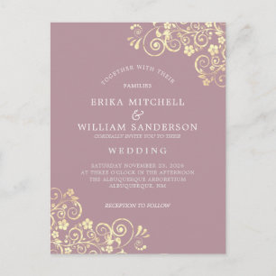 Dusty Rose Gold Wedding Einladung UAWG Website Postkarte