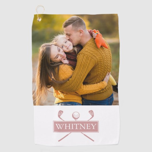 Dusty Rose Golf Clubs und Ball Individuelle Name F Golfhandtuch (Vorderseite)