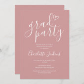 Dusty Rose Grad Party Script Graduation Party Einladung (Vorne/Hinten)