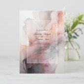 Dusty Rose, Grau und Silber Tinte Hochzeit Einladung (Stehend Vorderseite)