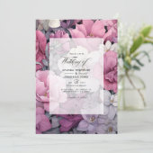 Dusty Rose, Grau und Silver Floral Wedding Einladung (Stehend Vorderseite)