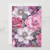 Dusty Rose, Grau und Silver Floral Wedding Einladung (Rückseite)