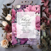 Dusty Rose, Grau und Silver Floral Wedding Einladung