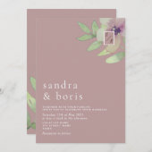 Dusty Rose Greenerity Einladung Hochzeit (Vorne/Hinten)