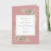 Dusty Rose Greenerity Foliage Wedding Programm (Vorderseite)