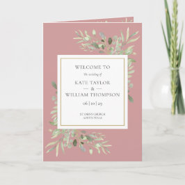 Dusty Rose Greenerity Foliage Wedding Programm