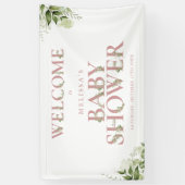 Dusty Rose Greenerity Letter Baby Dusche Willkomme Banner (Vertikal)