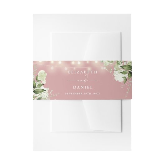 Dusty Rose Greenerity String Lights Wedding Einladungsbanderole (Vorderseite Beispiel)