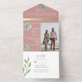 Dusty Rose Greenerity Wedding All In One Einladung (Innen Boden)