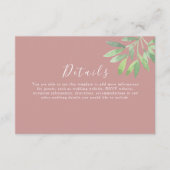 Dusty Rose Greenerity Wedding Details Eintrittskar Begleitkarte (Vorderseite)