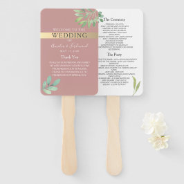 Dusty Rose Greenerity Wedding Program Fan Fächer