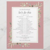 Dusty Rose Greenerity Wedding Zeitplan Timeline (Vorderseite)