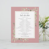 Dusty Rose Greenerity Wedding Zeitplan Timeline (Stehend Vorderseite)