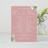 Dusty Rose Greenerity Wedding Zeitplan Timeline Programm (Stehend Vorderseite)