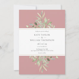 Dusty Rose Greenery Bloral Wedding Einladung