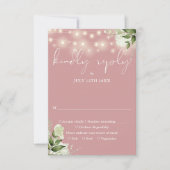Dusty Rose Greenery Blumenstrauß Hochzeit RSVP Karte (Vorderseite)