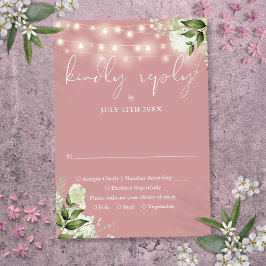 Dusty Rose Greenery Blumenstrauß Hochzeit RSVP Karte