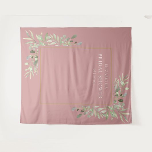Dusty Rose Greenery Brautparty Foto Hintergrund Wandteppich (Vorderseite (Horizontal))