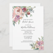 Dusty Rose Greenery Bridal Dusche Einladung (Vorne/Hinten)