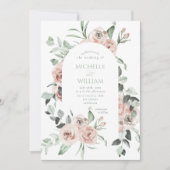 Dusty Rose Greenery Floral Delicate Wedding Einladung (Vorderseite)
