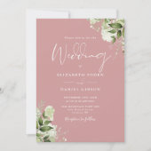 Dusty Rose Greenery Floral QR Code Wedding Einladung (Vorderseite)