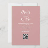 Dusty Rose Greenery Floral QR Code Wedding Einladung (Rückseite)