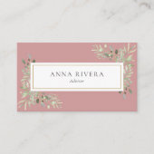 Dusty Rose Greenery Gold Geometric Beruflich Visitenkarte (Vorderseite)