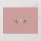 Dusty Rose Greenery Monogram Taufe Einladung Postkarte (Rückseite)