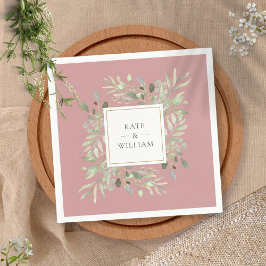 Dusty Rose Greenery Wasserfarben Foliage Serviette