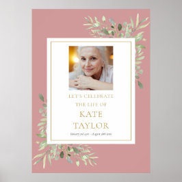 Dusty Rose Grüne Foto Feier des Lebenszeichen Poster