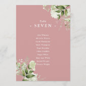 Dusty Rose Grünpflanzen Sitzplan Tischnummer (Rückseite)