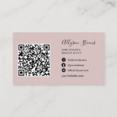 Dusty Rose Haarschminke Foto Initial qr Visitenkarte (Rückseite)