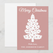 Dusty Rose Handgeschriebener Script Weihnachtsbaum Feiertagskarte (Vorne/Hinten)