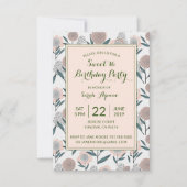 Dusty Rose Handgezeichnete Blumenmilch 16 Geburtst Einladung (Vorderseite)