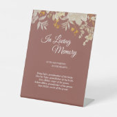 Dusty Rose Herbst Boho Hochzeit in Love Memory Sockelschild (Vorderseite)