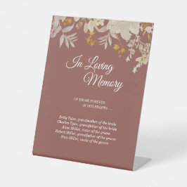 Dusty Rose Herbst Boho Hochzeit in Love Memory Sockelschild