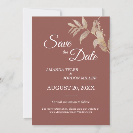 Dusty Rose Herbst Boho Hochzeit speichern das Datu Save The Date (Vorderseite)