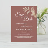 Dusty Rose Herbst Boho Hochzeit speichern das Datu Save The Date (Stehend Vorderseite)