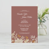 Dusty Rose Herbst Boho Hochzeitempfang Einladung (Stehend Vorderseite)